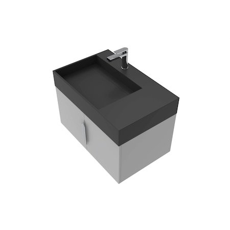 Castello Usa Amazon 30-inch Gray Left Vanity Set with Black Top and Chrome Handles CB-MC-30G-CHR-2056L-BL